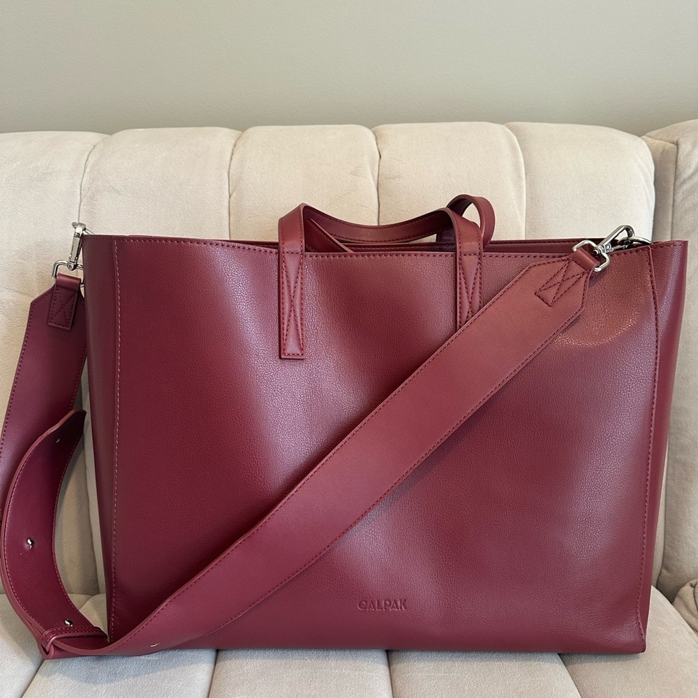 Calpak Haven 16" Laptop Tote Bag in Merlot